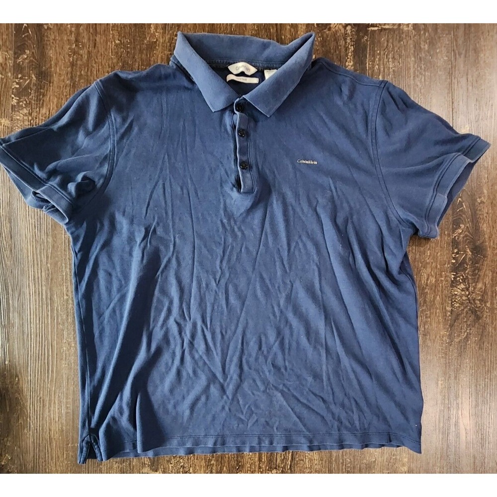 Calvin Klein Polo Shirt Liquid Touch Blue Men's Adult‎ Size XL